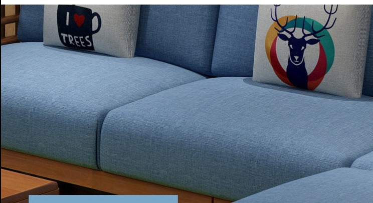 Canapé scandinave de luxe ARIA en bois massif de style nordique (couleur noyer/naturel, ensemble de 10 combinaisons)