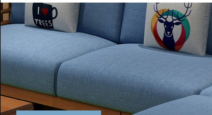 Canapé scandinave de luxe ARIA en bois massif de style nordique (couleur noyer/naturel, ensemble de 10 combinaisons)