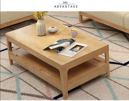 Canapé scandinave de luxe ARIA en bois massif de style nordique (couleur noyer/naturel, ensemble de 10 combinaisons)