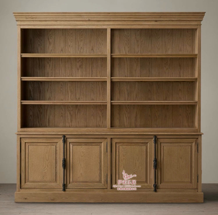 ASHLEY HYATT Buffet rustique américain en bois massif, bibliothèque, armoire de style rétro français