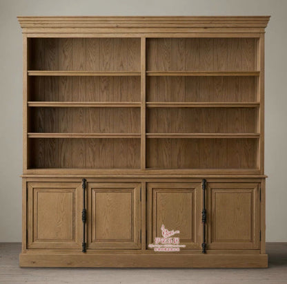 ASHLEY HYATT Buffet rustique américain en bois massif, bibliothèque, armoire de style rétro français