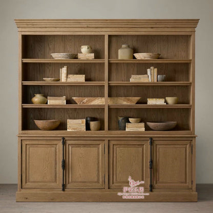 ASHLEY HYATT Buffet rustique américain en bois massif, bibliothèque, armoire de style rétro français