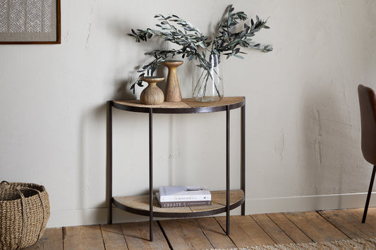 Console demi-lune en bois de manguier Aasha - Naturel