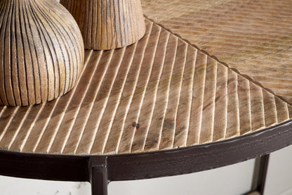 Console demi-lune en bois de manguier Aasha - Naturel