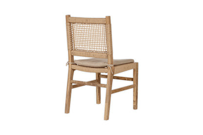 Chaise de salle à manger en bois de manguier et corde Aamani - Naturel