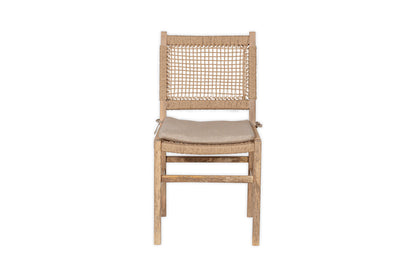 Chaise de salle à manger en bois de manguier et corde Aamani - Naturel