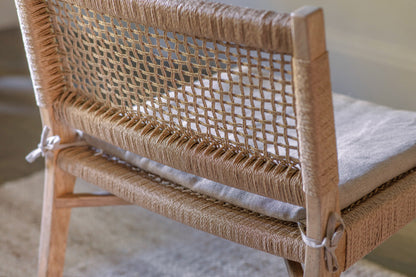 Chaise d'appoint en bois de manguier et corde Aamani - Naturel