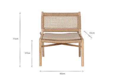 Chaise d'appoint en bois de manguier et corde Aamani - Naturel