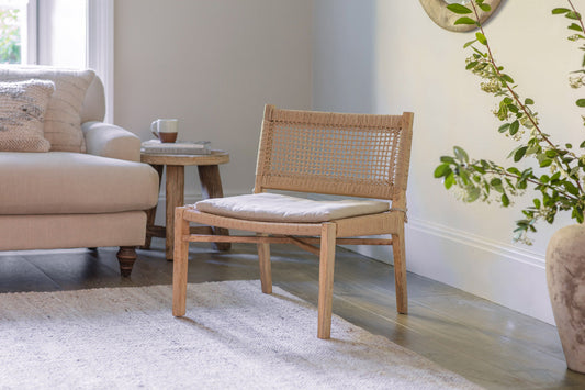 Chaise d'appoint en bois de manguier et corde Aamani - Naturel