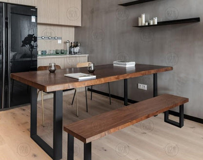 Table à manger design nordique en bois massif ALAN scandinave