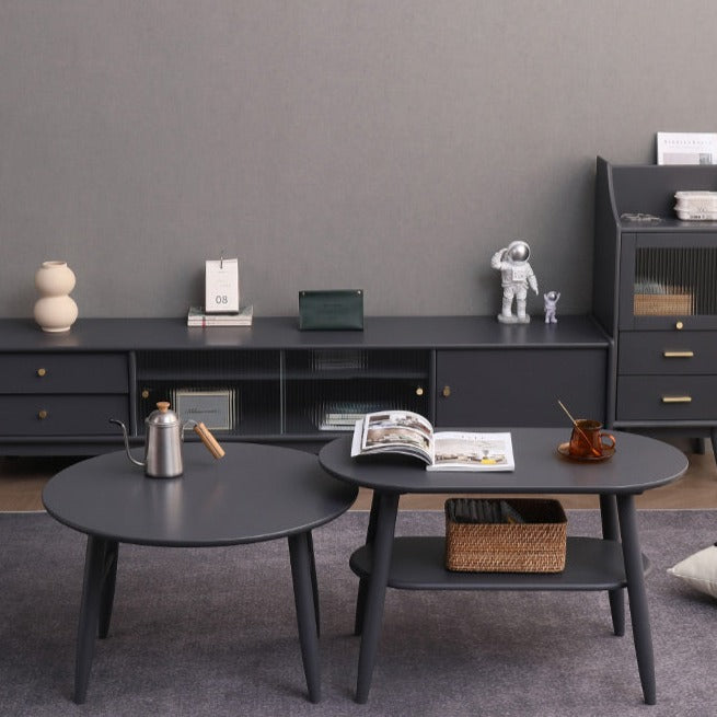 Table basse scandinave japonaise Alayah en bois massif (4 couleurs, 2 tailles) 