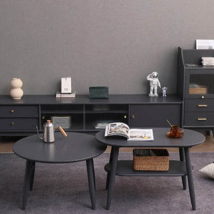 Table basse scandinave japonaise Alayah en bois massif (4 couleurs, 2 tailles) 