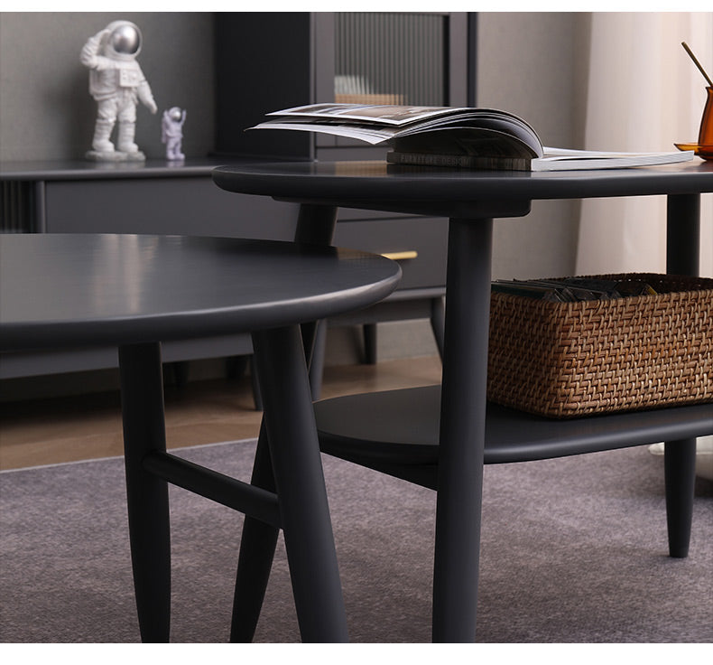 Table basse scandinave japonaise Alayah en bois massif (4 couleurs, 2 tailles) 