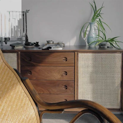 Buffet en rotin ALLISON (2 couleurs au choix : naturel et noyer)