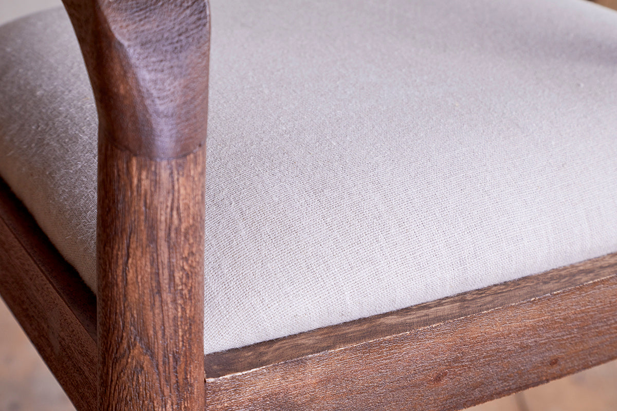 Chaise de comptoir rembourrée en acacia Anbu - Noyer lavé