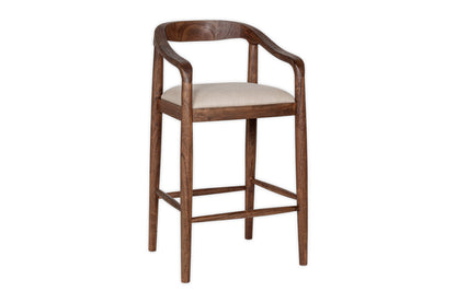 Chaise de comptoir rembourrée en acacia Anbu - Noyer lavé