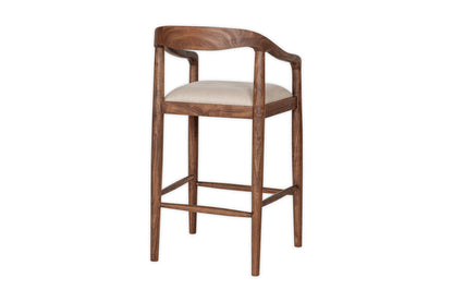 Chaise de comptoir rembourrée en acacia Anbu - Noyer lavé