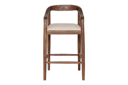 Chaise de comptoir rembourrée en acacia Anbu - Noyer lavé