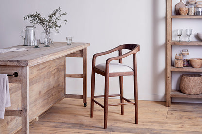 Chaise de comptoir rembourrée en acacia Anbu - Noyer lavé