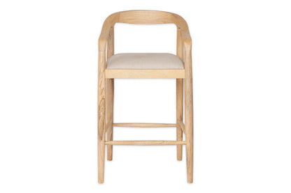 Chaise de comptoir rembourrée en bois de manguier Anbu - Naturel