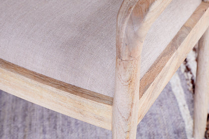 Chaise de salle à manger rembourrée en bois de manguier Anbu - Naturel