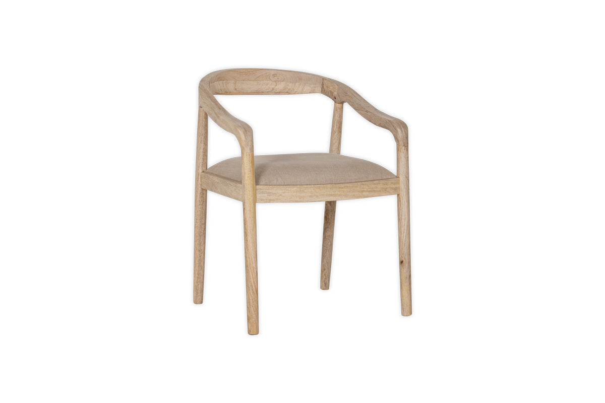 Chaise de salle à manger rembourrée en bois de manguier Anbu - Naturel
