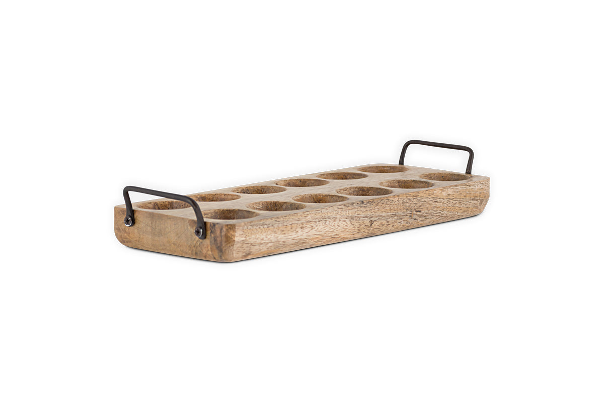 Porte-œufs en bois de manguier Anda - Naturel