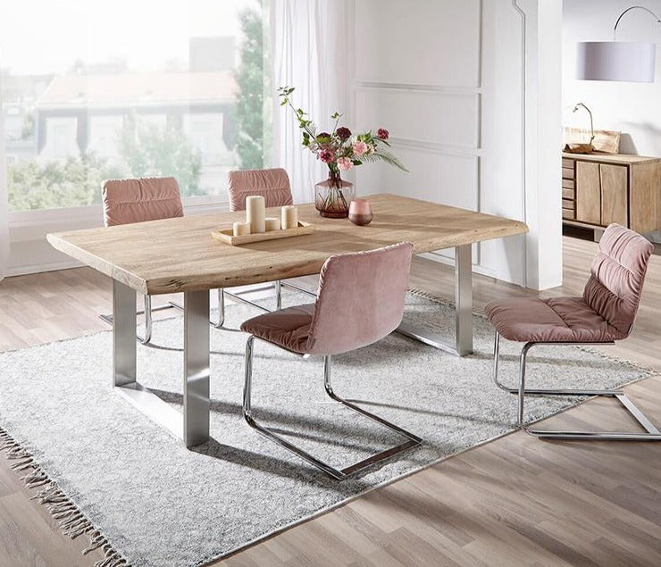 Table à manger moderne en bois massif de style loft AUSTIN