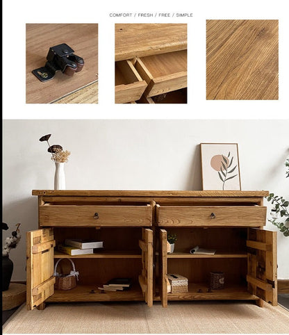 Buffet en bois massif recyclé d'automne, armoire, vieil orme