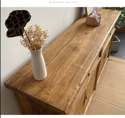 Buffet en bois massif recyclé d'automne, armoire, vieil orme