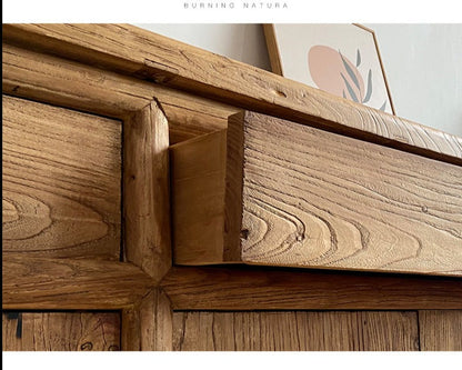 Buffet en bois massif recyclé d'automne, armoire, vieil orme