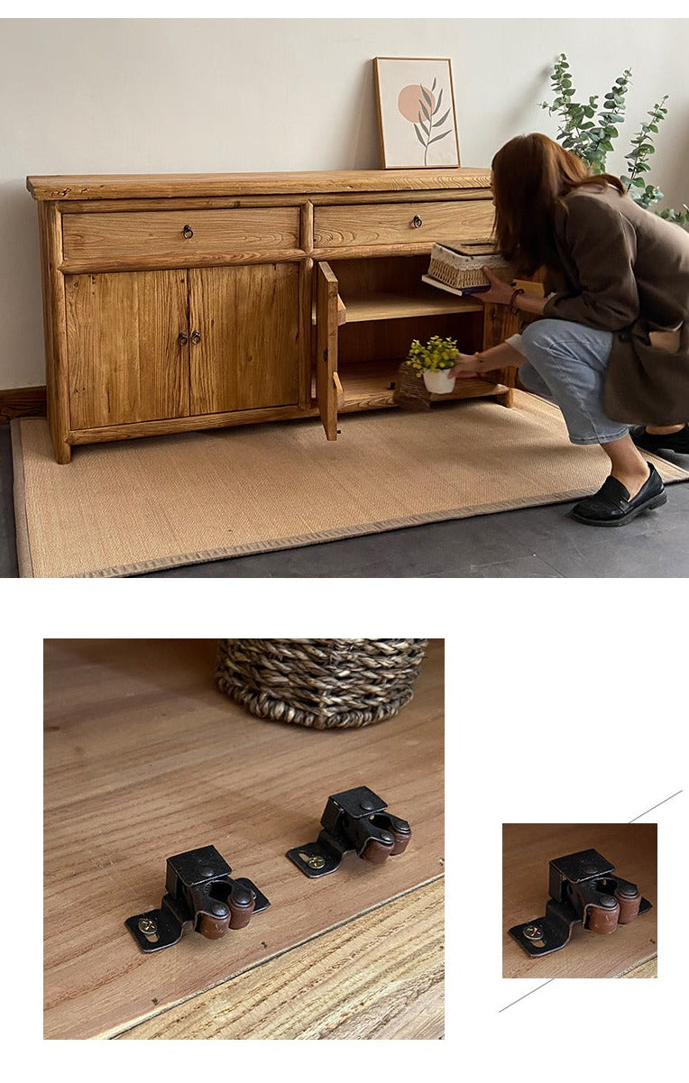 Buffet en bois massif recyclé d'automne, armoire, vieil orme