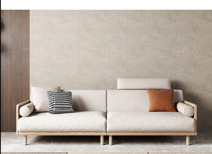 Canapé Avery en bois massif avec coussin amovible en tissu de style japonais