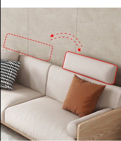 Canapé Avery en bois massif avec coussin amovible en tissu de style japonais