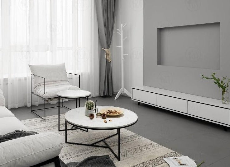 Table basse ronde gigogne moderne et nordique BENNETT