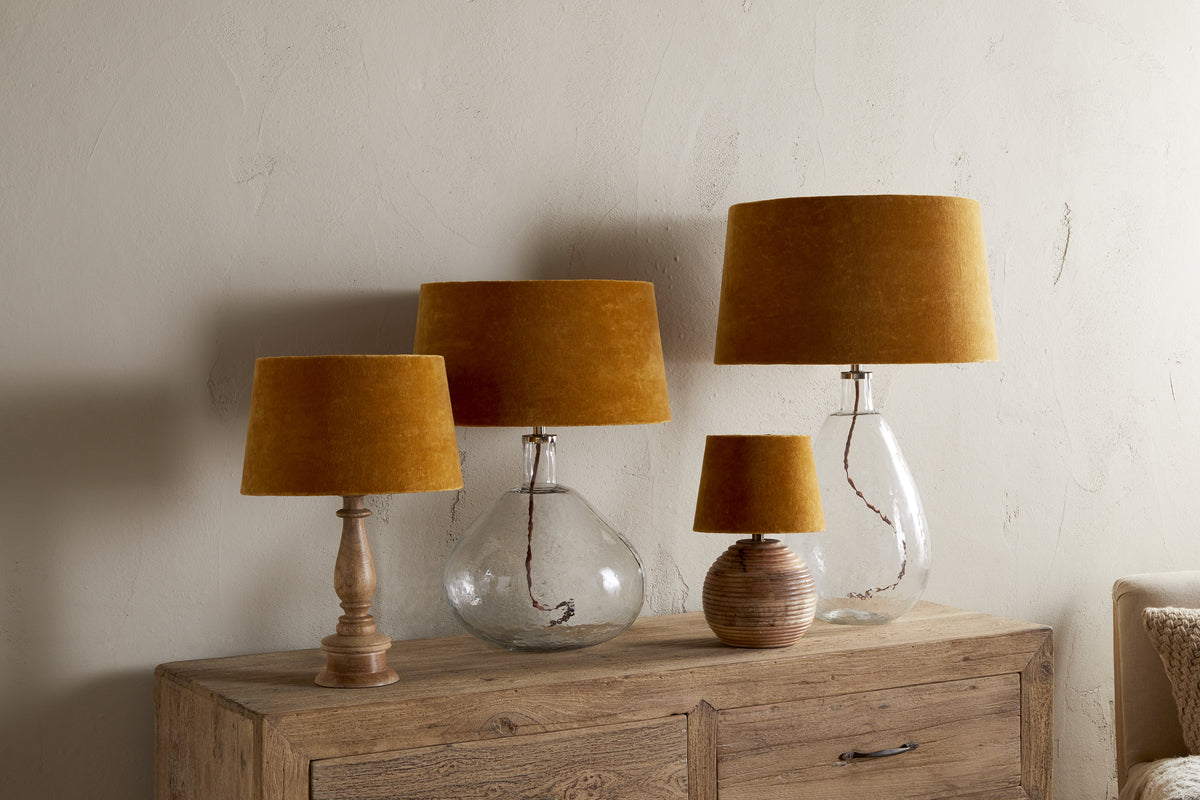 Abat-jour Batakha en Velours et Lin - Ocre Foncé