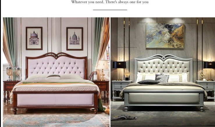 BOSTON HILTON Lit américain européen en bois dur King Size, tiroirs de rangement, rangement à air comprimé