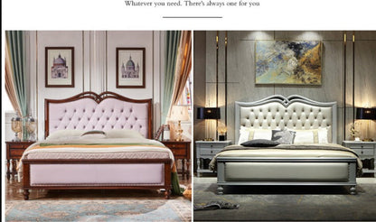 BOSTON HILTON Lit américain européen en bois dur King Size, tiroirs de rangement, rangement à air comprimé