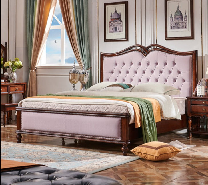 BOSTON HILTON Lit américain européen en bois dur King Size, tiroirs de rangement, rangement à air comprimé