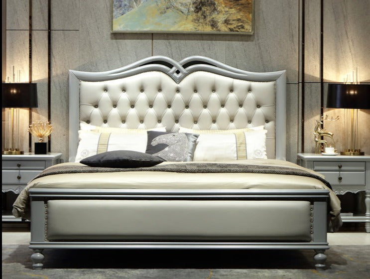 BOSTON HILTON Lit américain européen en bois dur King Size, tiroirs de rangement, rangement à air comprimé