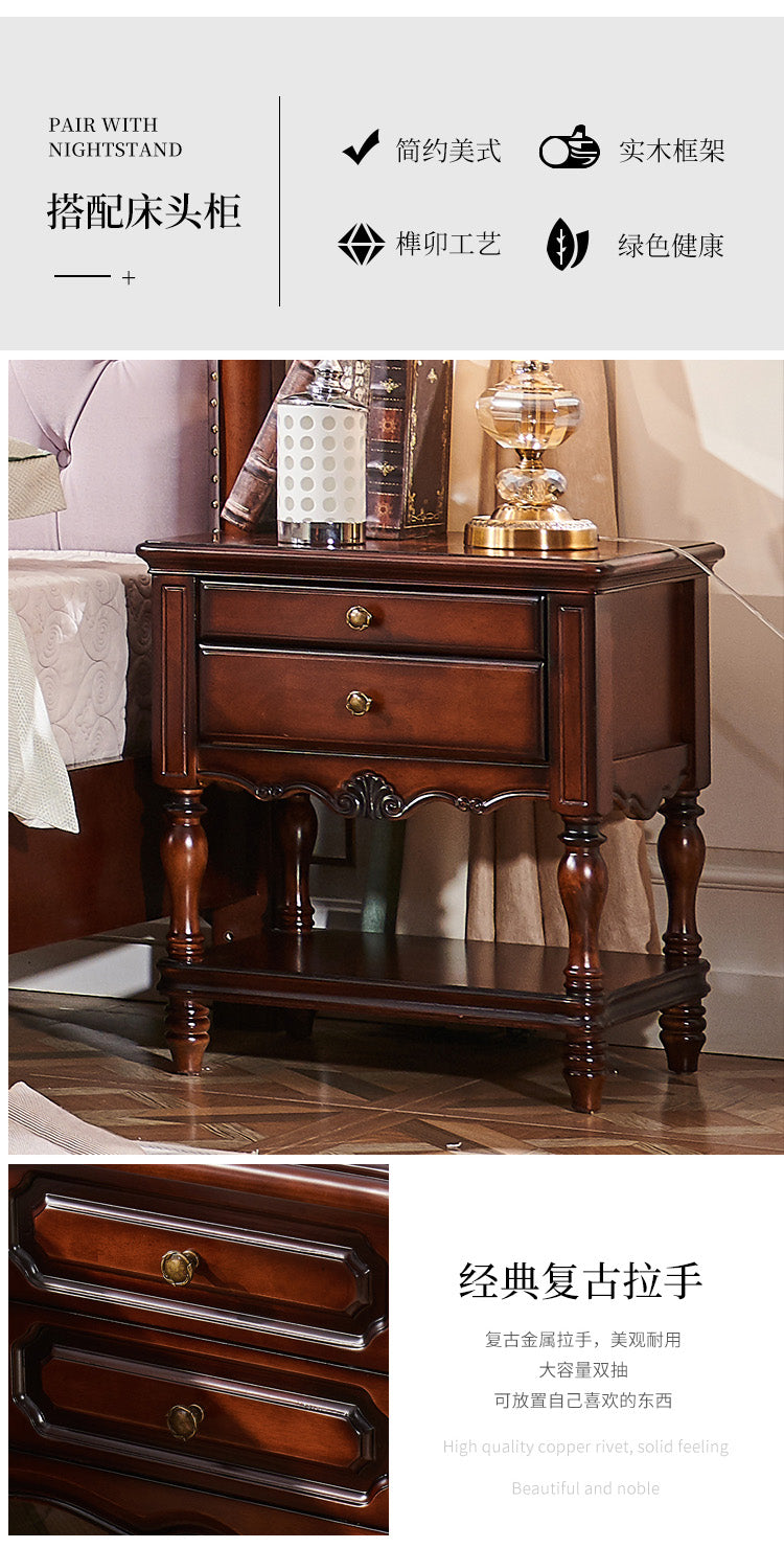 BOSTON HILTON Lit américain européen en bois dur King Size, tiroirs de rangement, rangement à air comprimé