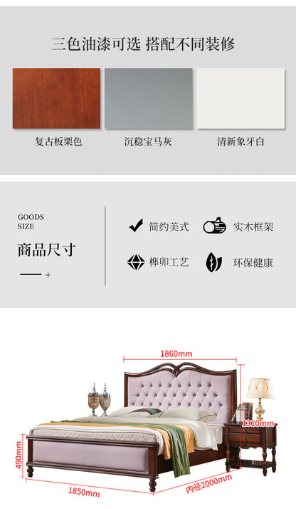 BOSTON HILTON Lit américain européen en bois dur King Size, tiroirs de rangement, rangement à air comprimé