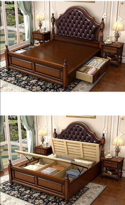 Lit de rangement BOSTON HILTON de style américain et européen avec tiroir et vérin pneumatique