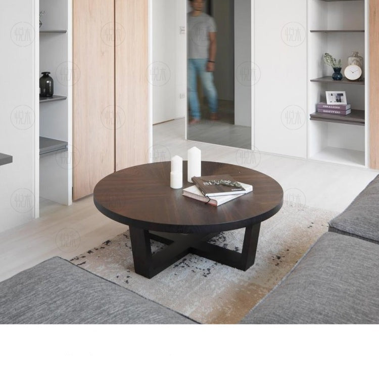 Table basse ronde Brittany Radisson style scandinave nordique rétro en bois massif (4 tailles, 4 couleurs) 