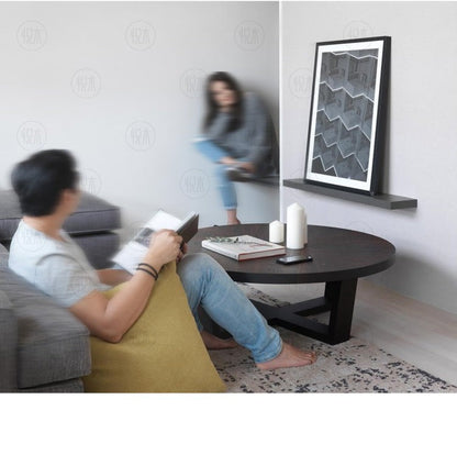 Table basse ronde Brittany Radisson style scandinave nordique rétro en bois massif (4 tailles, 4 couleurs) 