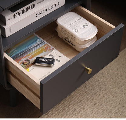 BROOKE MARRIOTT Table de chevet scandinave tout en bois massif nordique (4 couleurs noyer, gris, noir, blanc)