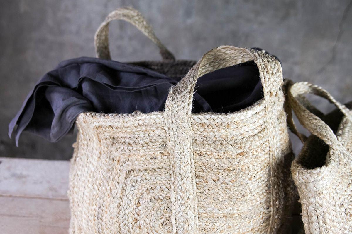 Panier de rangement en chanvre tressé - Naturel