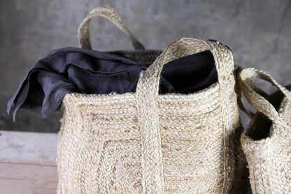 Panier de rangement en chanvre tressé - Naturel