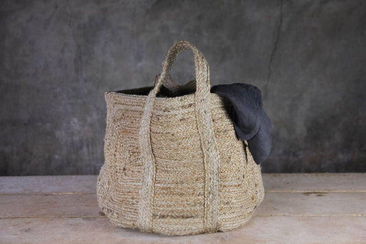 Panier de rangement en chanvre tressé - Naturel