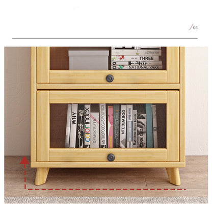 Vitrine et bibliothèque en verre Brielle en bois massif (couleur naturelle)